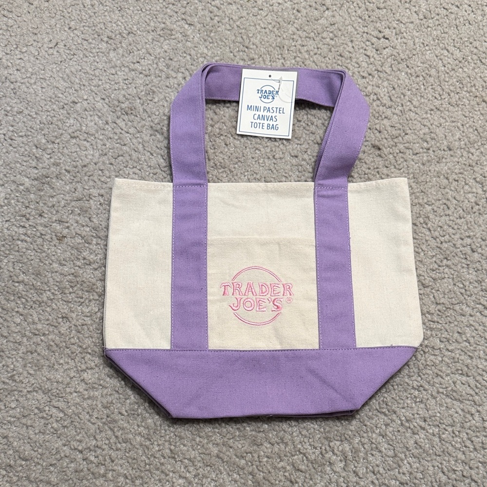 Purple and Cream Canvas Tote Bag
